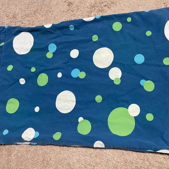 Pottery Barn Teen Pillowcase Polka Dot Bubble Pop Lime Green Blue Good COndition - Picture 1 of 4